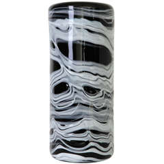 1960s Venini "Mexico" Black and White Murano Glass