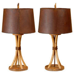 Surviving Pair of Rattan Lamps in the Style of Paul Frankl 7