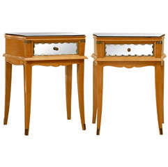 Stellar Pair of Art Deco End Tables with Mirror and Brass Accents 8