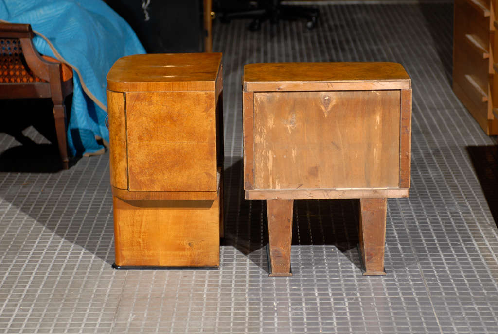 20th Century Exquisite Restored Pair Of Art Deco Small Cabinets In Walnut