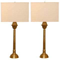 Paar Art-Déco-Konsolenlampen aus Messing