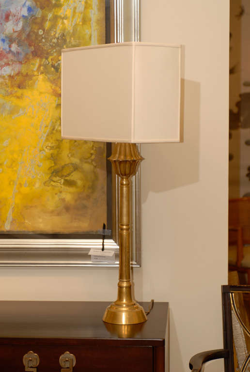 American Pair of Art Deco Console Lamps in Brass For Sale