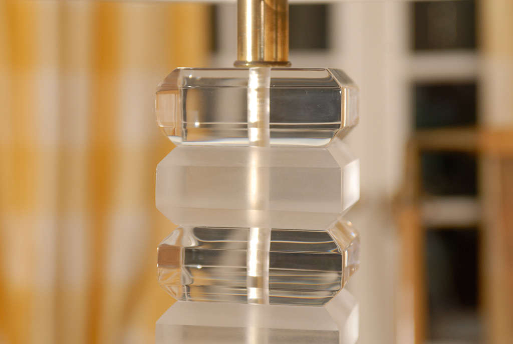 Mid-Century Modern Georgeous Pair of Stacked Lucite Lamps in the Style of Karl Springer