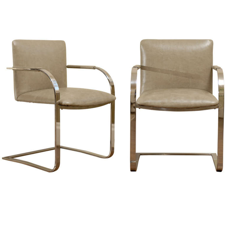 Pair of Brayton International Flat Bar Armchairs in Leather For Sale