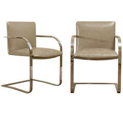 Pair of Milo Baughman Flat Bar Armchairs in Leather 3