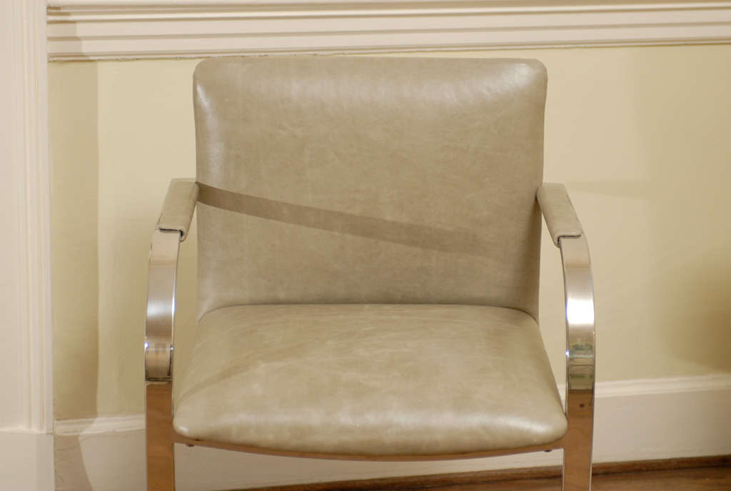 American Pair of Brayton International Flat Bar Armchairs in Leather For Sale