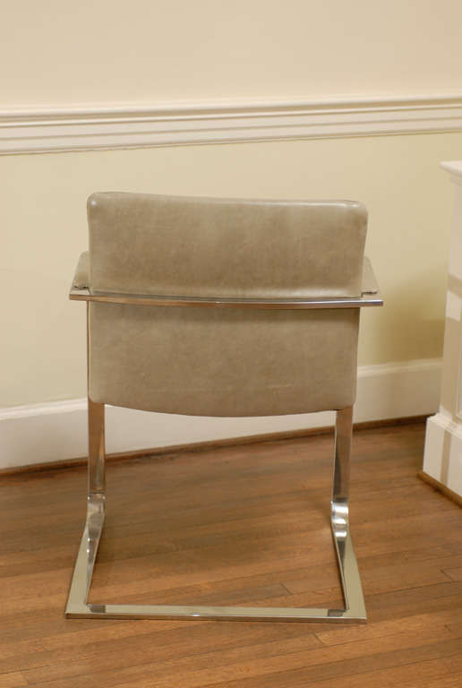 Late 20th Century Pair of Brayton International Flat Bar Armchairs in Leather For Sale