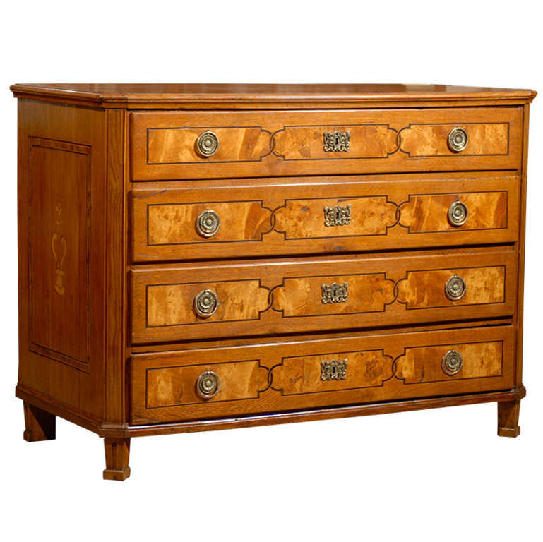 18th Century Neoclassical German Oak Commode with Inlay