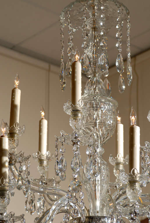 19th Century English Waterford 12 Light Crystal Arm Chandelier In Excellent Condition In Atlanta, GA