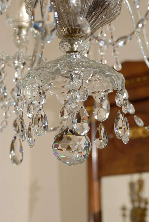 19th Century English Waterford 12 Light Crystal Arm Chandelier 3
