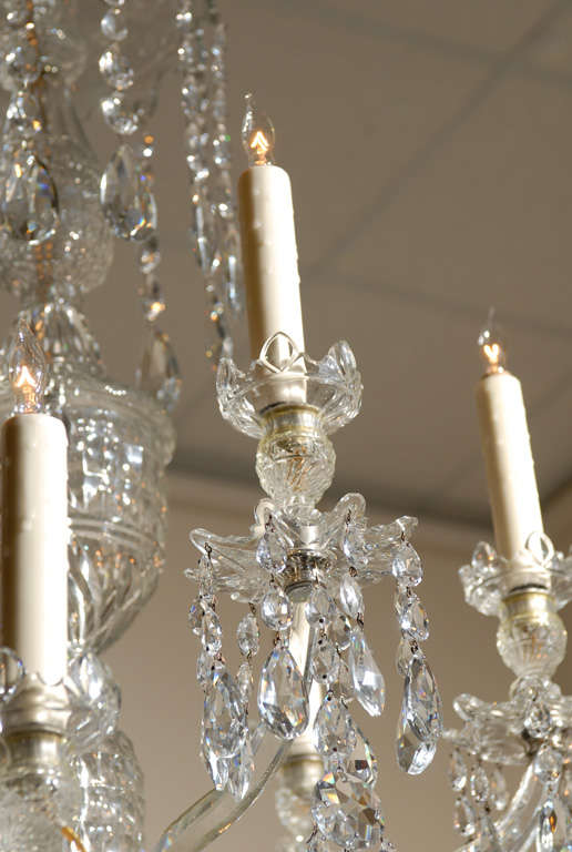 19th Century English Waterford 12 Light Crystal Arm Chandelier 4