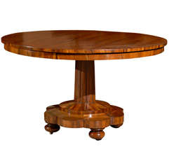 Early 19th Century Continental Round Center Table in Exotic Wood 