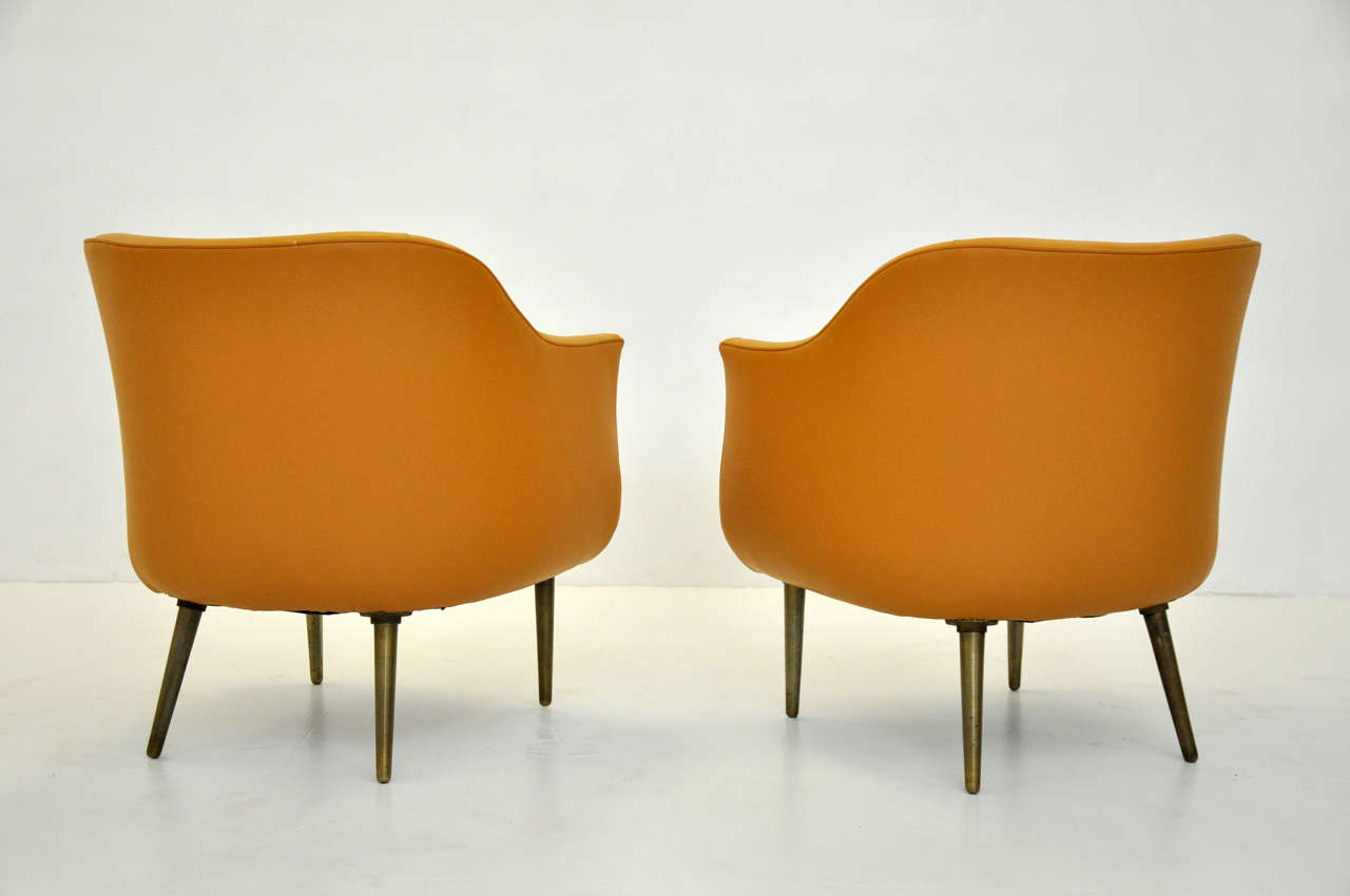 Brass Dunbar Lounge Chairs by Edward Wormley