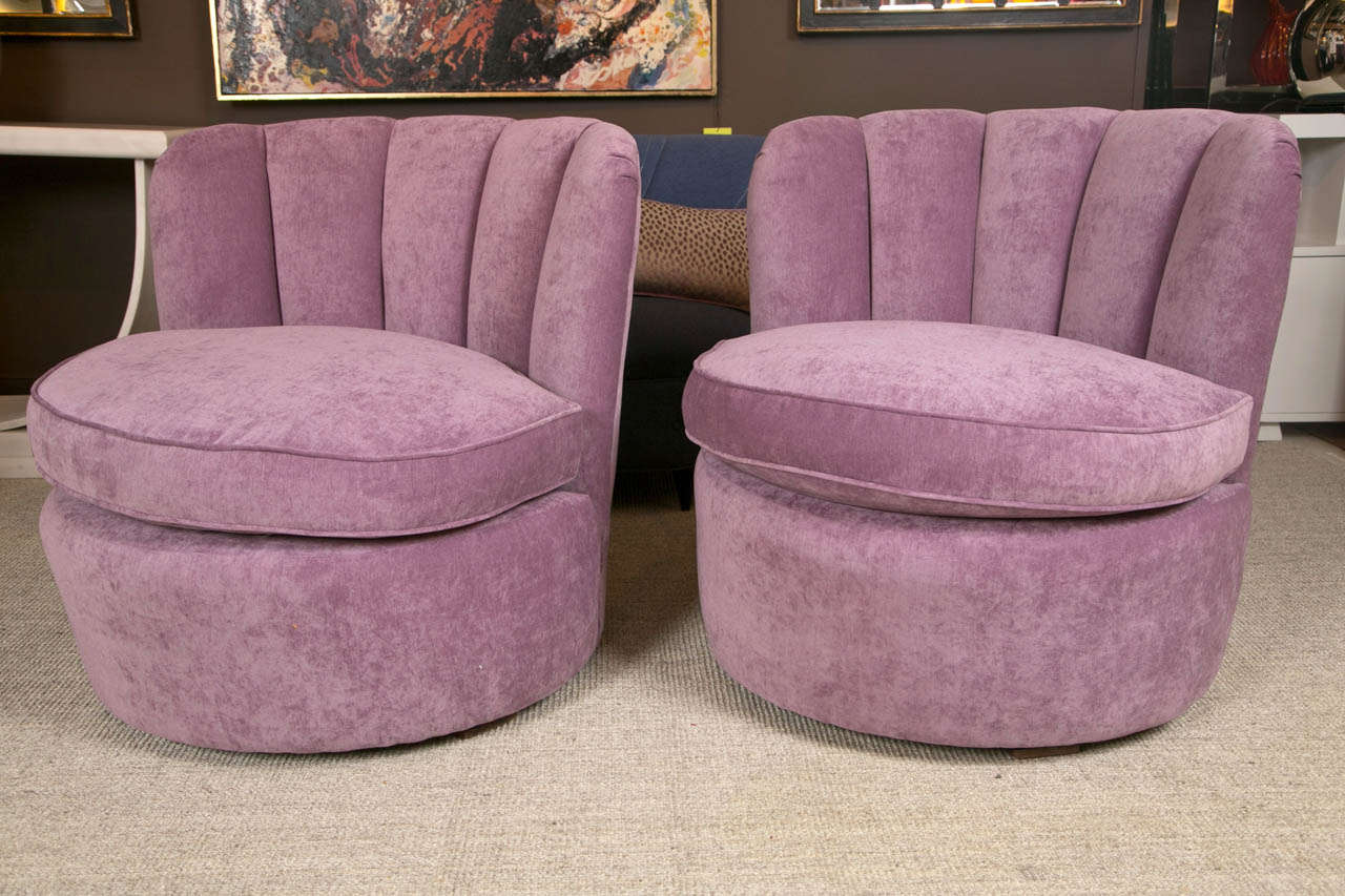 purple velvet swivel chair