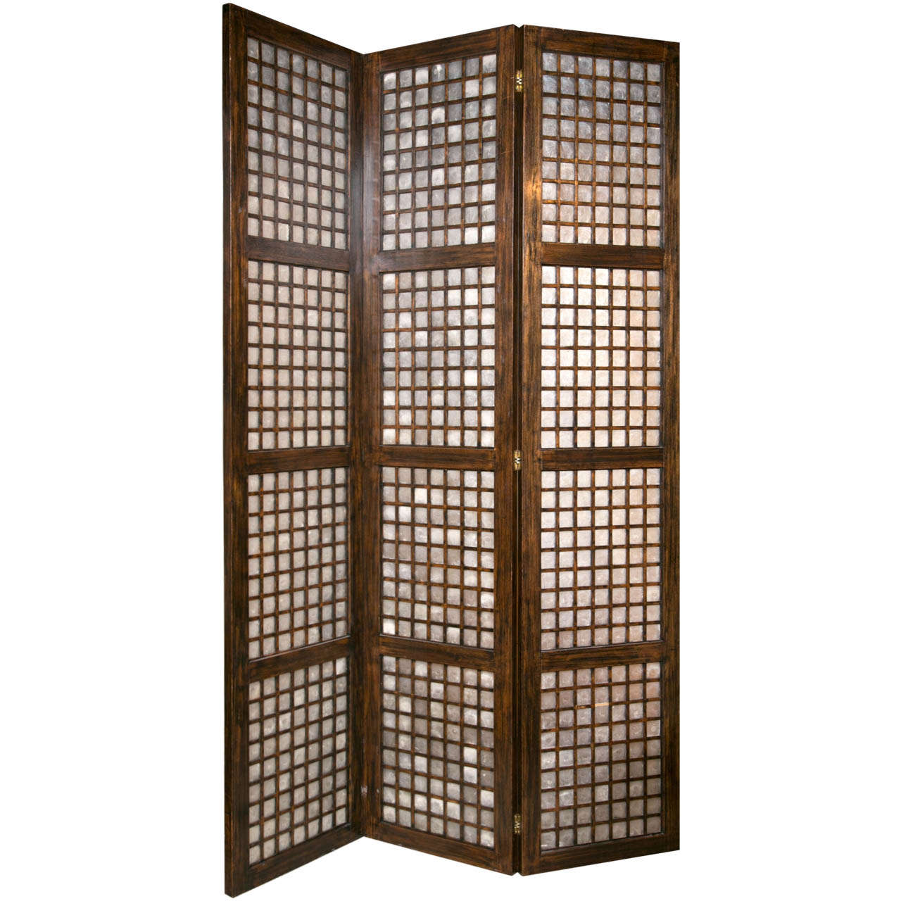 20th C Three Panel Screen with inset Shells