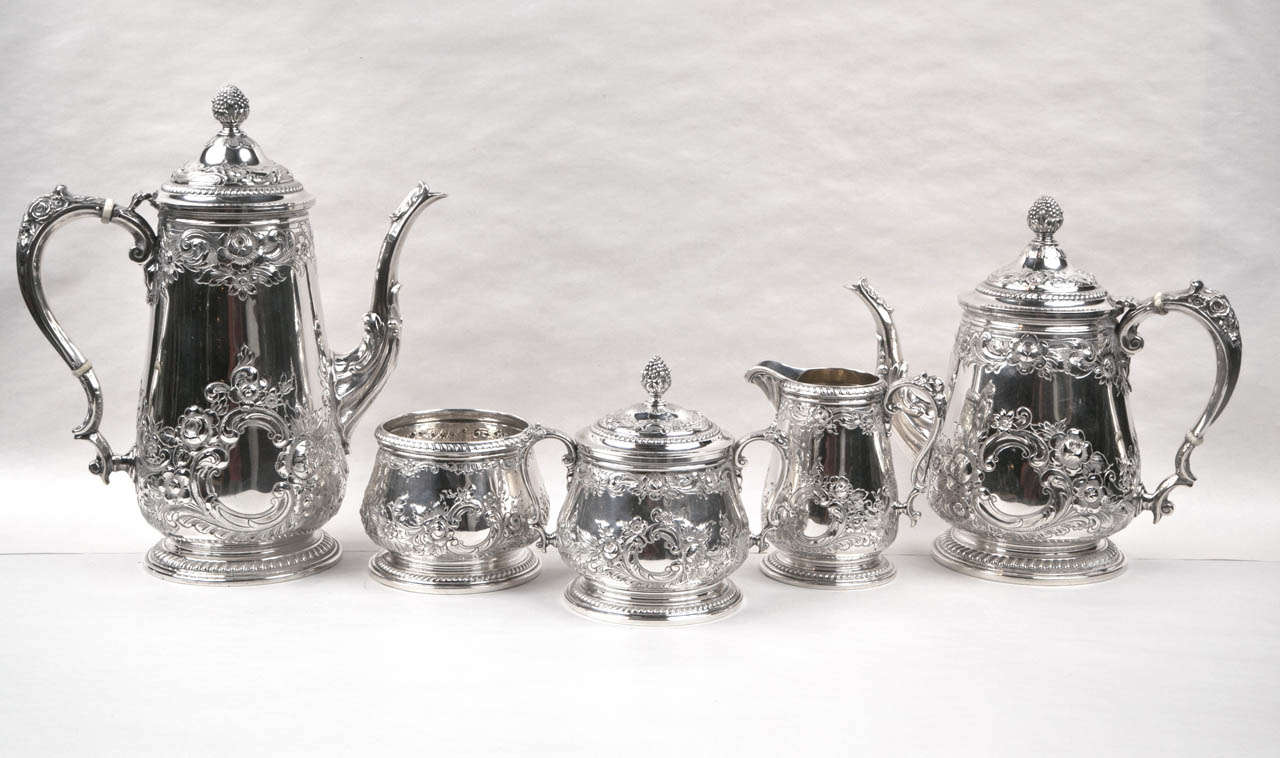 1930's Five Piece Steling Silver Tea & Coffee Serving Set