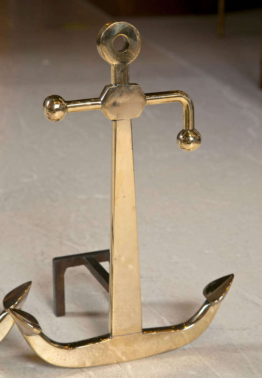 Modernist Anchor Andirons, Manner of Maison Charles 1