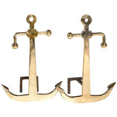 Modernist Anchor Andirons, Manner of Maison Charles