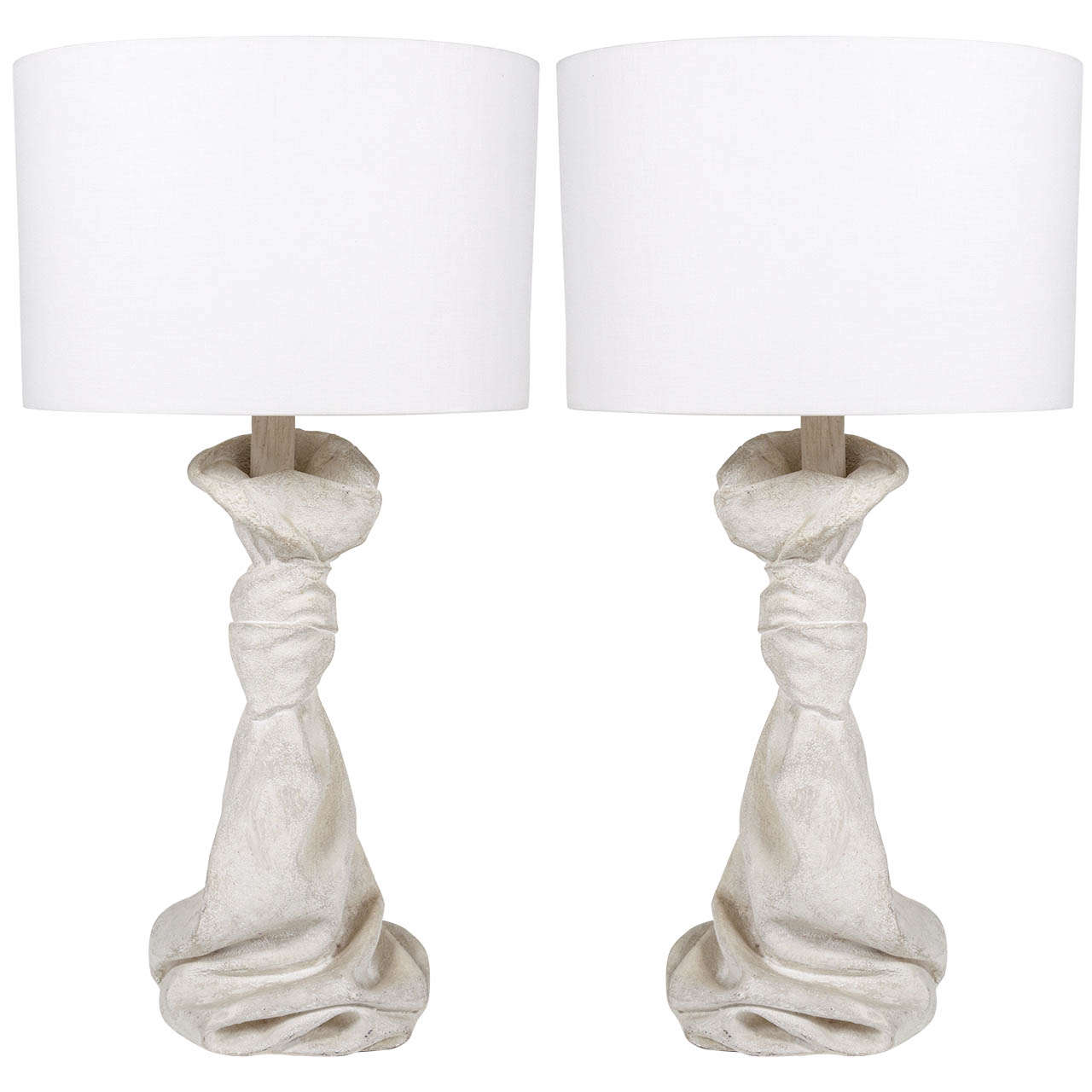 Pair of Plaster Draped Lamps