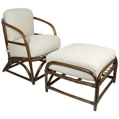 Rattan Club Chair with Ottoman