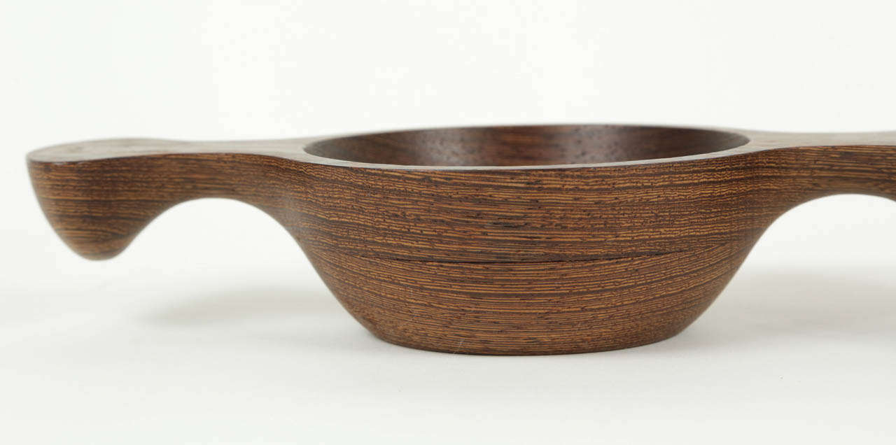 Rare Wenge Triple Hors D'oeuvres Bowl From Denmark In Excellent Condition For Sale In Los Angeles, CA