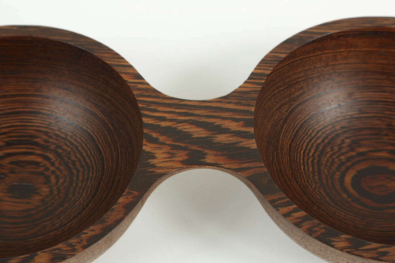 Rare Wenge Triple Hors D'oeuvres Bowl From Denmark For Sale 3