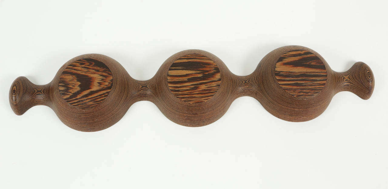 Rare Wenge Triple Hors D'oeuvres Bowl From Denmark For Sale 4