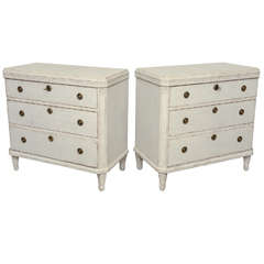 Pair of Painted Swedish Chests of  Drawers 19th Century