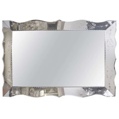 1950s American Large Rectangular Etched Mirror