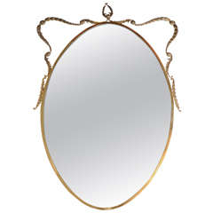 1950s French Garlanded Brass Mirror