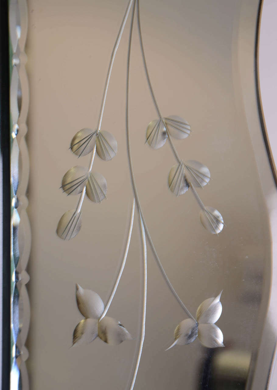 1950s American Large Rectangular Etched Mirror at 1stDibs etched