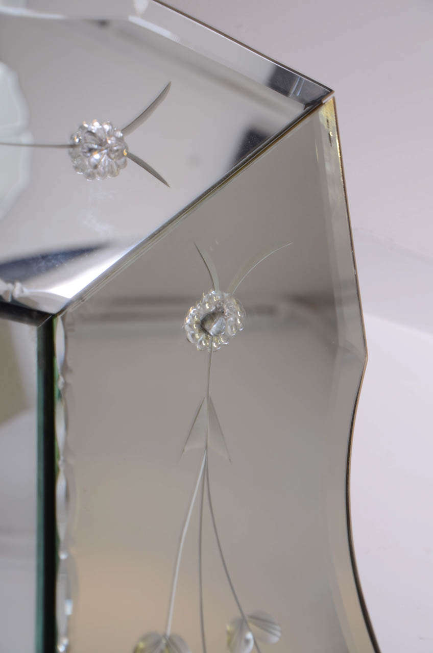 1950s American Large Rectangular Etched Mirror at 1stDibs etched