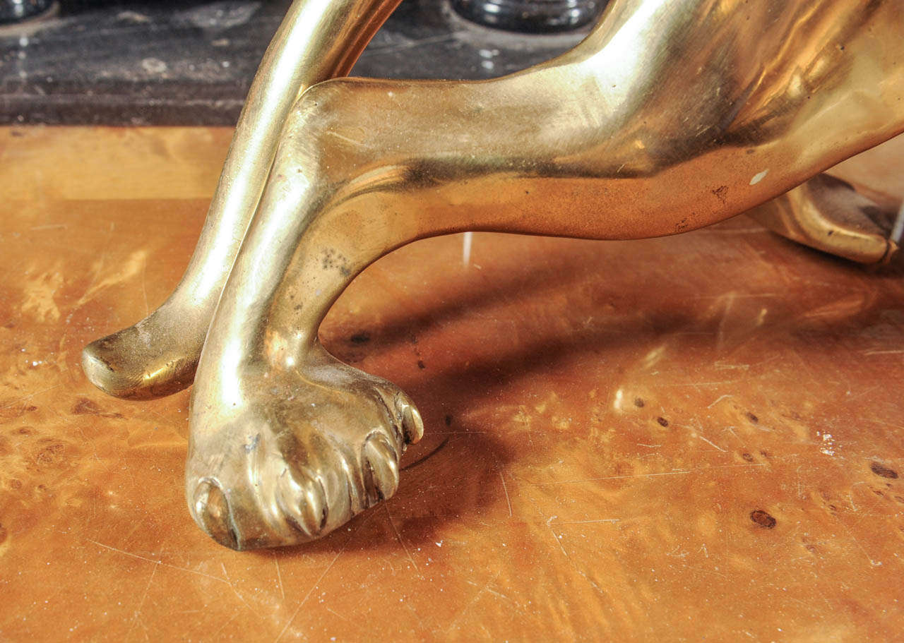 Pair of Amazing Maison Jansen Gold Plated Bronze Sculptures of Leopards 2
