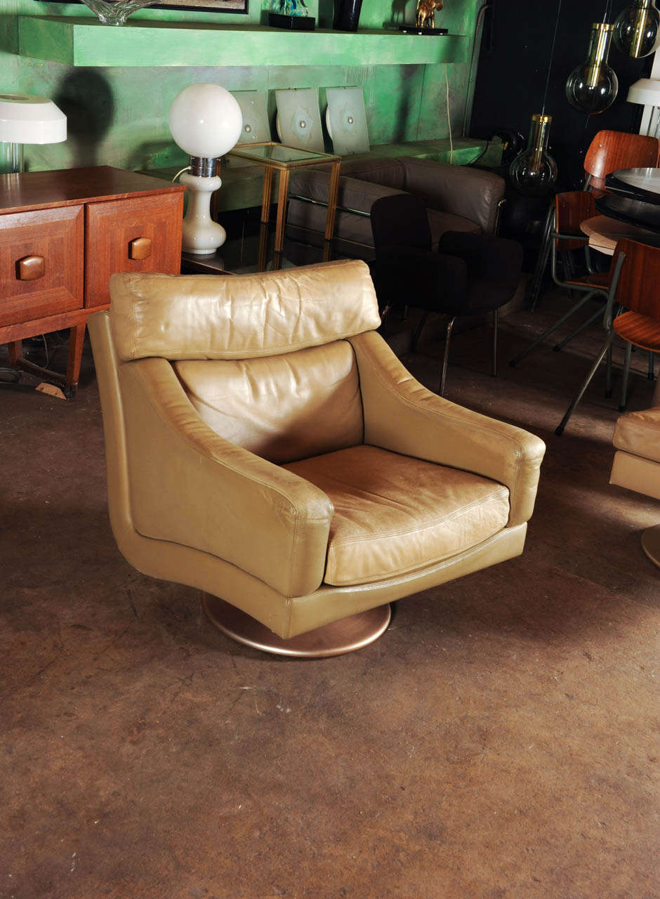 Late 20th Century Wonderful Set Of Swiss Made Lounge Chair + Hocker