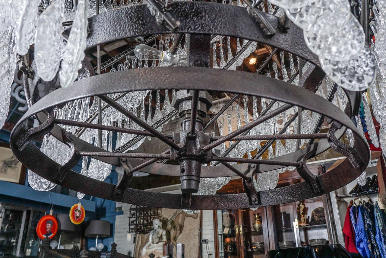 Contemporary Monumental Industrial Crystal Chandelier For Sale