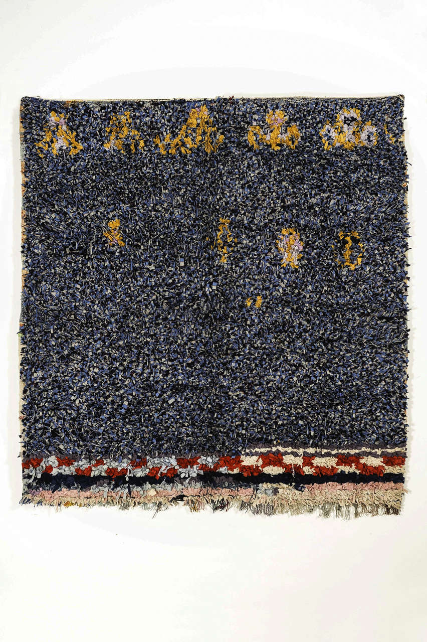 Hand-Knotted Large Square Moroccan Berber Boucherouite Rug