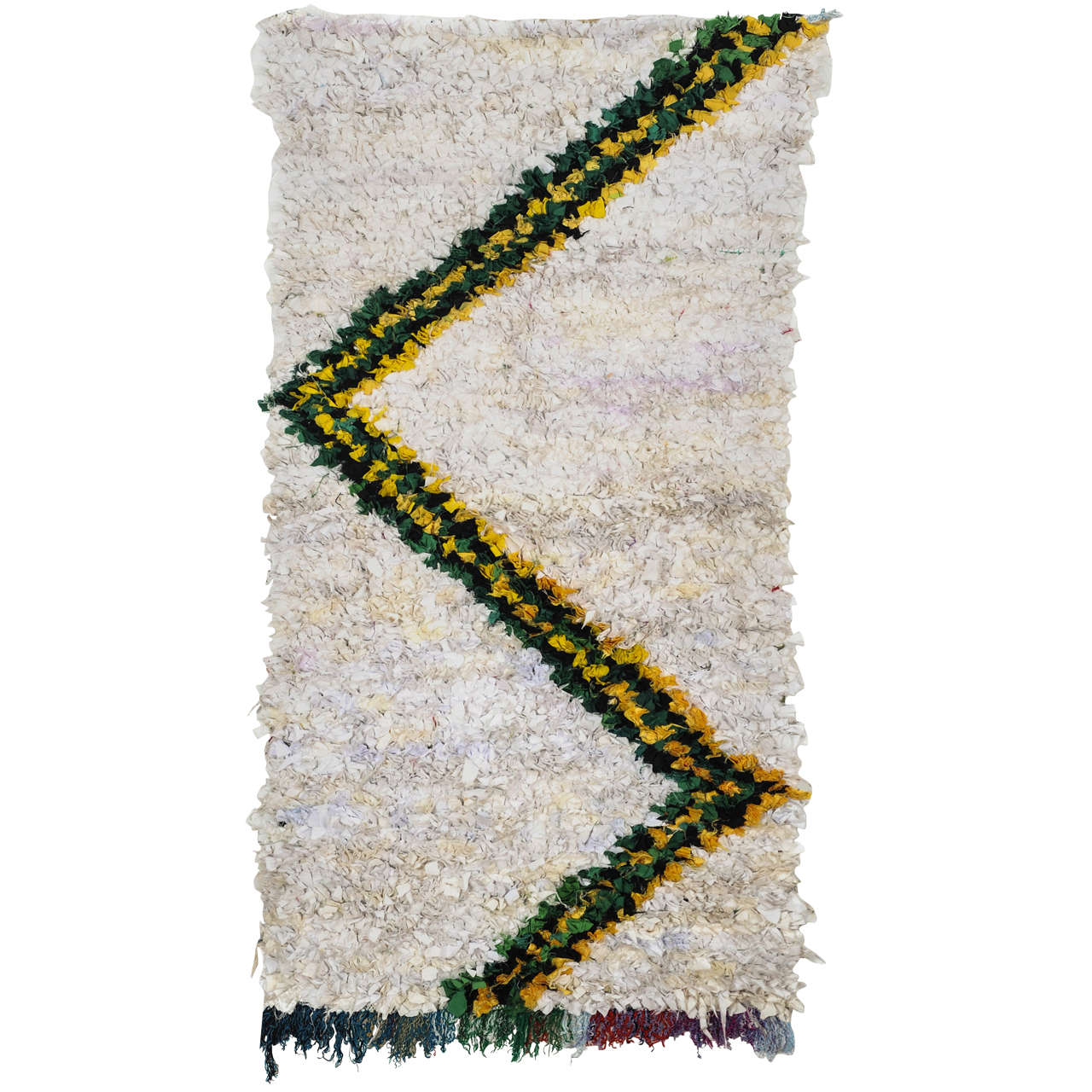 Unusual Moroccan Berber Boucherouite Rug For Sale