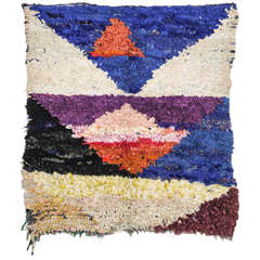 Unusual Moroccan Berber Boucherouite Rug