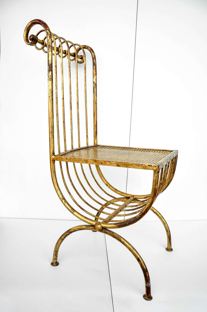 Mid-Century Modern Italian Mid-Century Gilt Iron Side Chair