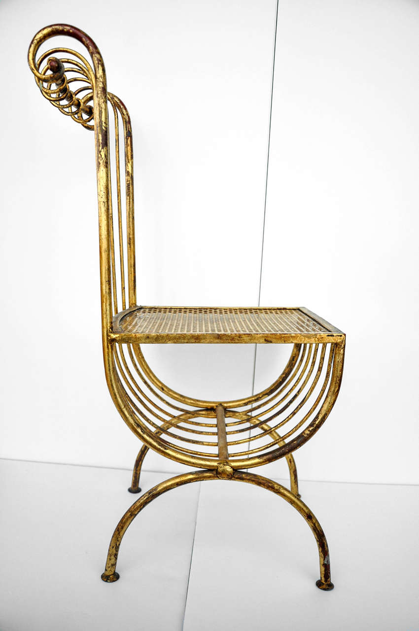 Mid-20th Century Italian Mid-Century Gilt Iron Side Chair