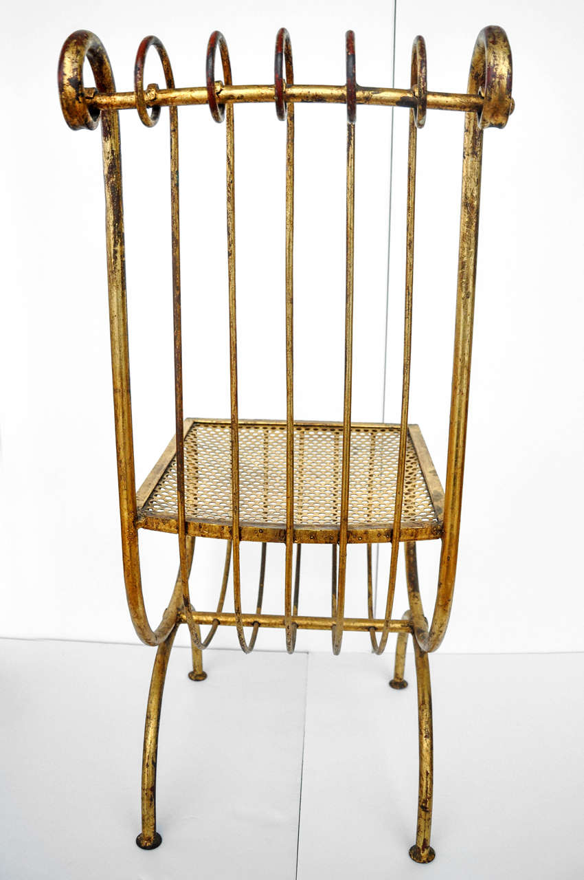 Italian Mid-Century Gilt Iron Side Chair 1
