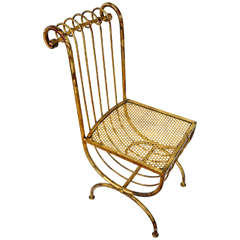 Italian Mid-Century Gilt Iron Side Chair