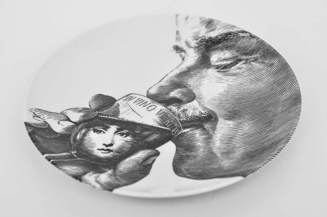 Mid-20th Century Vintage Fornasetti Plate with Self-Portrait