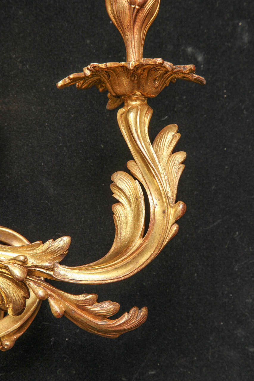 Louis XV Style Gilt Bronze Left and Right Sconces For Sale 3