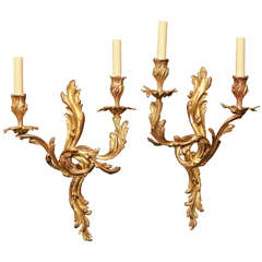 Louis XV Style Gilt Bronze Left and Right Sconces