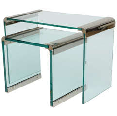 Pace Steel & Glass Waterfall Nesting Tables