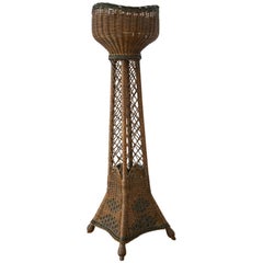 Antique Tall Wicker Planter