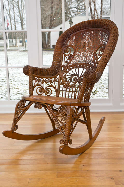 Antique Victorian Wicker Rocker 1