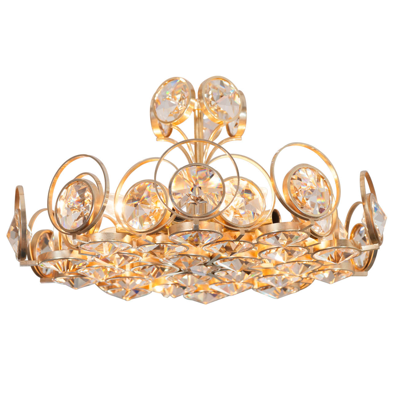 Gilt Metal and Crystal Pendant Light From Austria