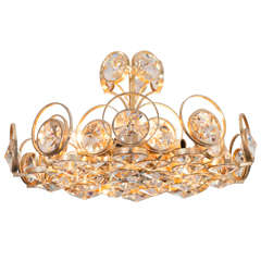 Gilt Metal and Crystal Pendant Light From Austria